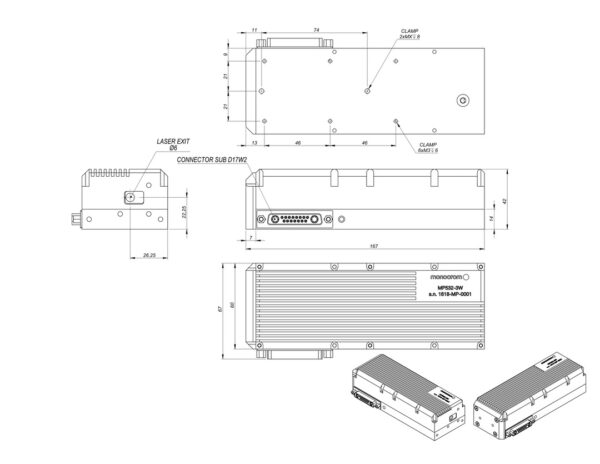 Multi-Path® 532 レーザーヘッド外形寸法図